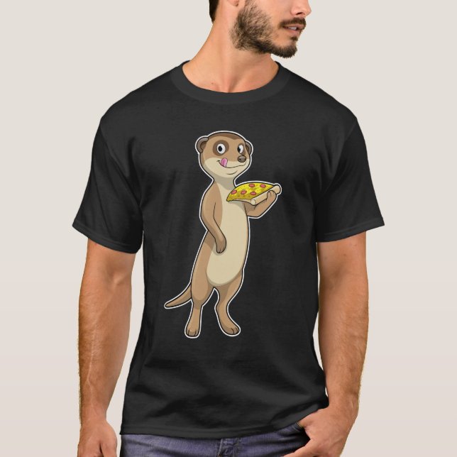 T-shirt Meerkat with pizza (Devant)