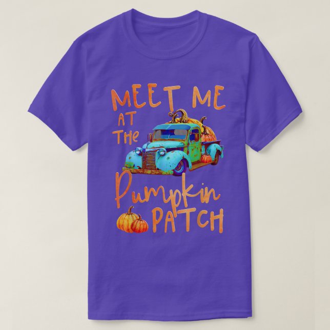 T-shirt Meet Me At The Pumpkin Patch Pickup Truck Autumn F (Design devant)