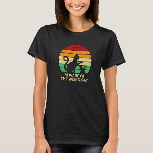 T-shirt Méfiez-Vous De L'Étrange Chat Chat Maman Humour Ch (Devant)