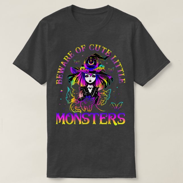 T-shirt Méfiez-vous de mignons petits monstres Chat Noir S (Design devant)