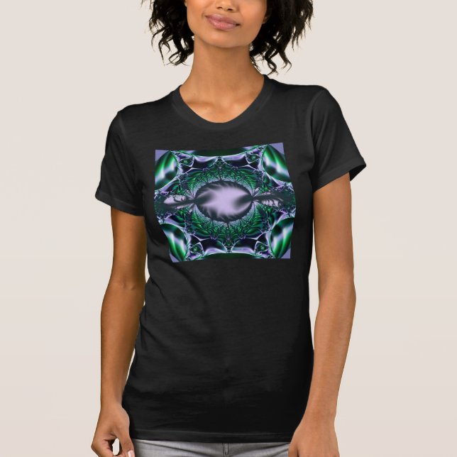 T-shirt Meg | Art fractal vert et bleu (Devant)