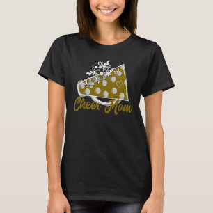 T-shirt Mégaphone dorée à la maman Cheer avec Accent Fleur