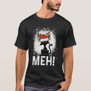 T-shirt Meh Black Cat Christmas, Funny Anti Christmas Cat