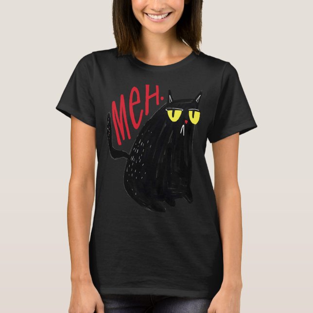 T-shirt Meh Cat non impressionné (Devant)