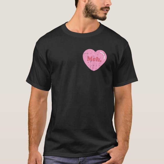 T-shirt Meh Coeur Poche Drôle Anti Valentines Jour Single (Devant)