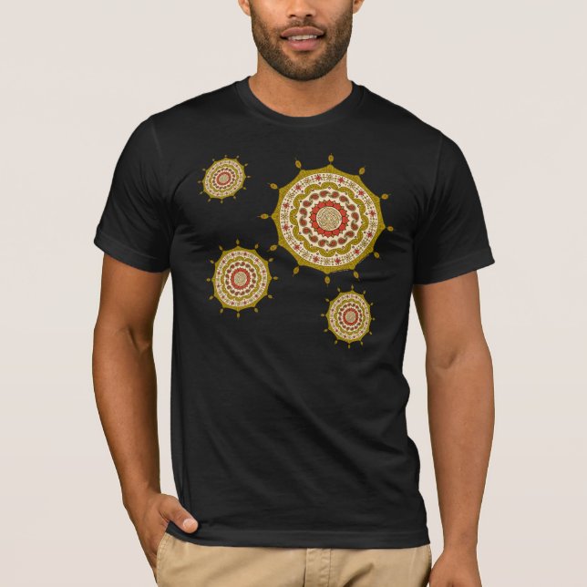 T-shirt Mehndi Imaginaire Gold, Chemise noire pour hommes (Devant)