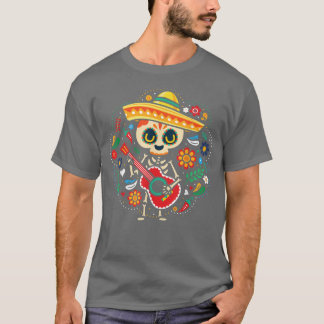 T-shirt Meico Déplaisant Meican Goth Squelette Guitare 233