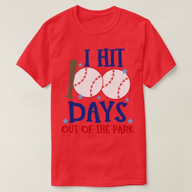 T-shirt Meilleur 100e jour de baseball scolaire J'ai frapp (Design devant)