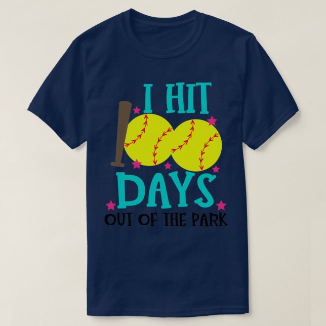T-shirt Meilleur 100e jour de l'école de softball J'ai fra (Design devant)