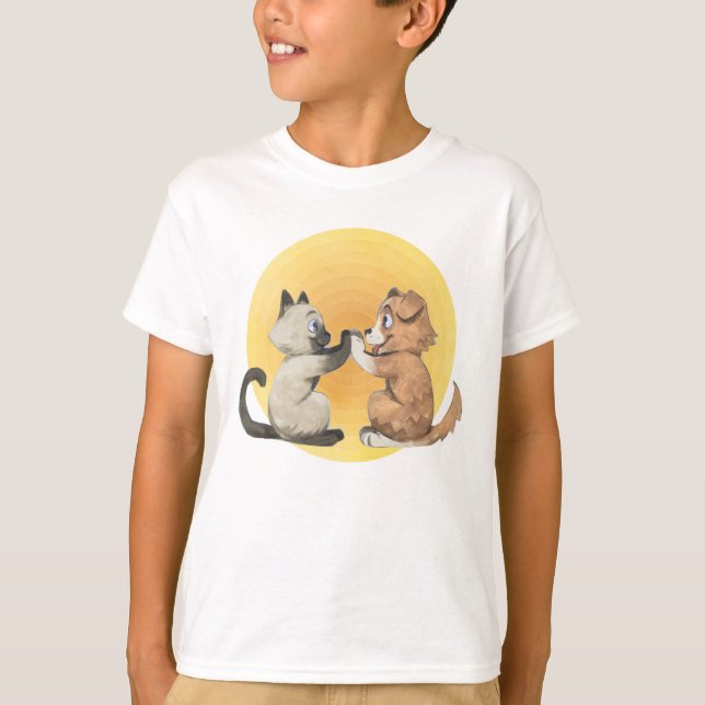 T-shirt Meilleur ami chien et chat (Devant)
