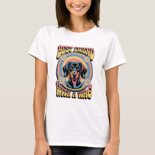 T-shirt Meilleur ami du teckel avec une queue qui remue
