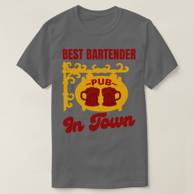 T-shirt Meilleur Barman En Ville (Design devant)