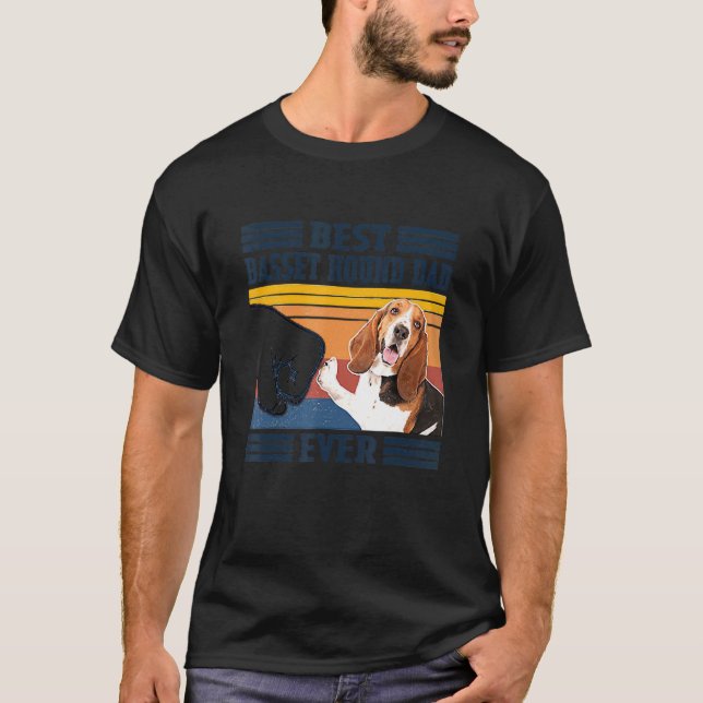 T-shirt Meilleur Basset Hound Papa Jamais Chien Fête des p (Devant)