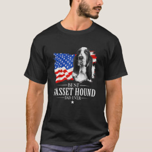 T-shirt Meilleur Basset Hound Papa Jamais Drapeau Américai