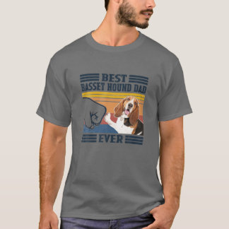 T-shirt Meilleur Basset Hound Papa Jour Vintage Père