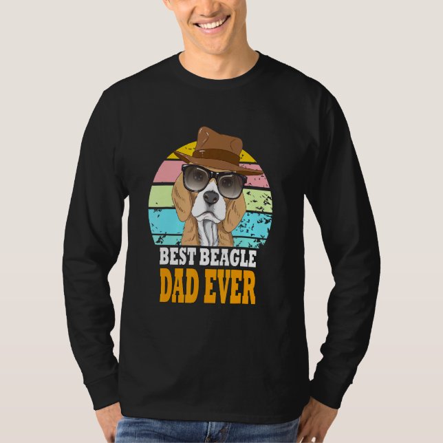 T-shirt Meilleur Beagle Papa Jamais Chiens Retro Lunettes  (Devant)