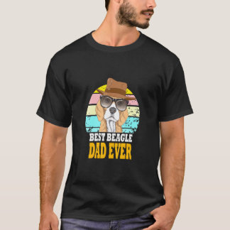 T-shirt Meilleur Beagle Papa Jamais Chiens Retro Lunettes