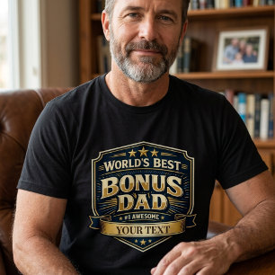T-shirt Meilleur Beau-Père du Monde Badge Vintage Fête des