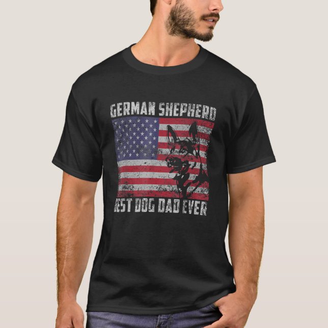 T-shirt Meilleur Berger Allemand Chien Papa Jamais América (Devant)