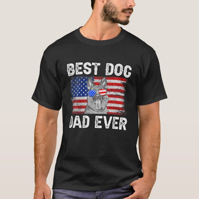 T-shirt Meilleur Berger Allemand Papa Jamais Drapeau Améri (Devant)