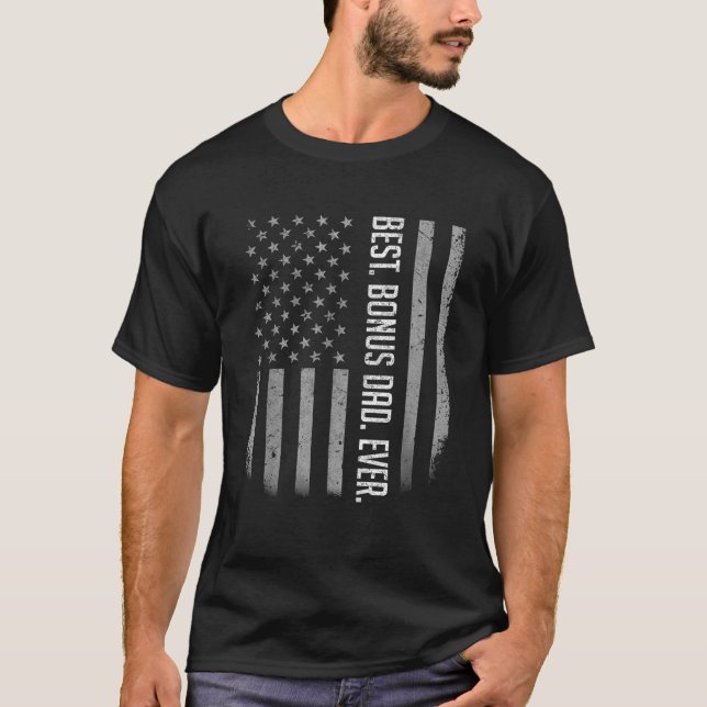 T-shirt Meilleur Bonus Papa Jamais Drapeau Américain Cadea (Devant)
