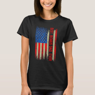T-shirt Meilleur Bonus vintage Papa Jamais Drapeau América