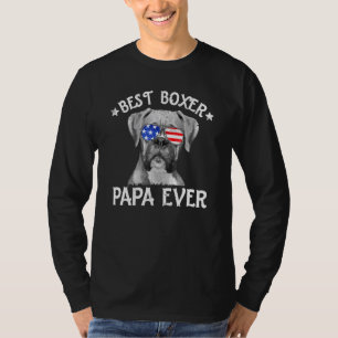 T-shirt Meilleur Boxer Papa Ever Drapeau Américain Chien P
