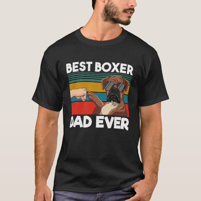 T-shirt Meilleur Boxer Papa Jamais Chien Papa Fist Bump (Devant)