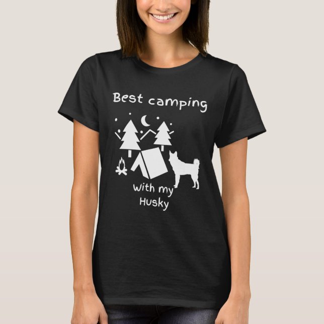 T-shirt Meilleur Camping Avec Mes Propriétaires Husky Camp (Devant)