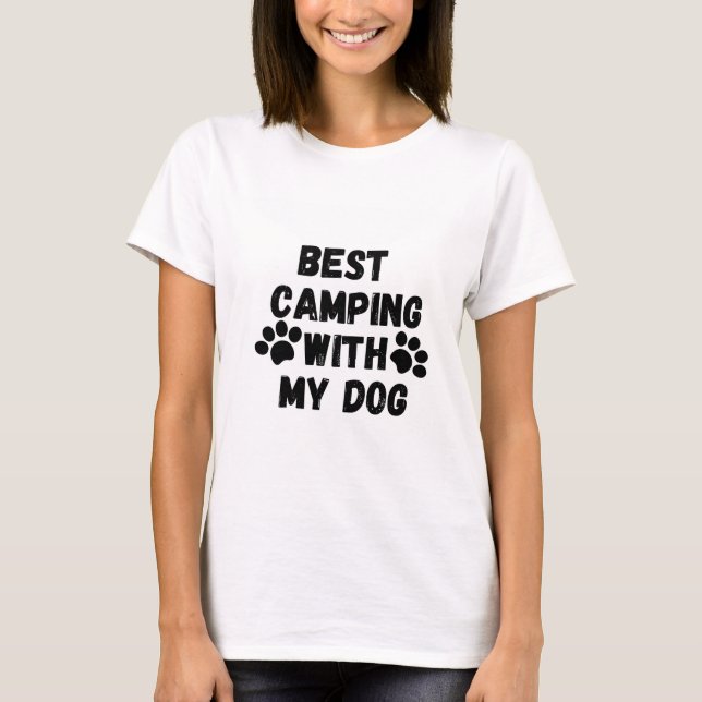 T-shirt Meilleur camping avec mon chien (Devant)