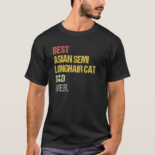 T-shirt Meilleur chat asiatique à poils mi-longs père  (Devant)