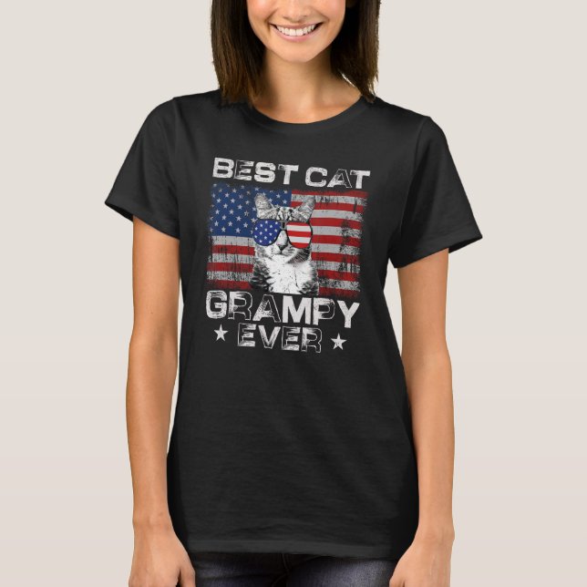 T-shirt Meilleur Chat Grampy Ever Drapeau Américain Patrio (Devant)