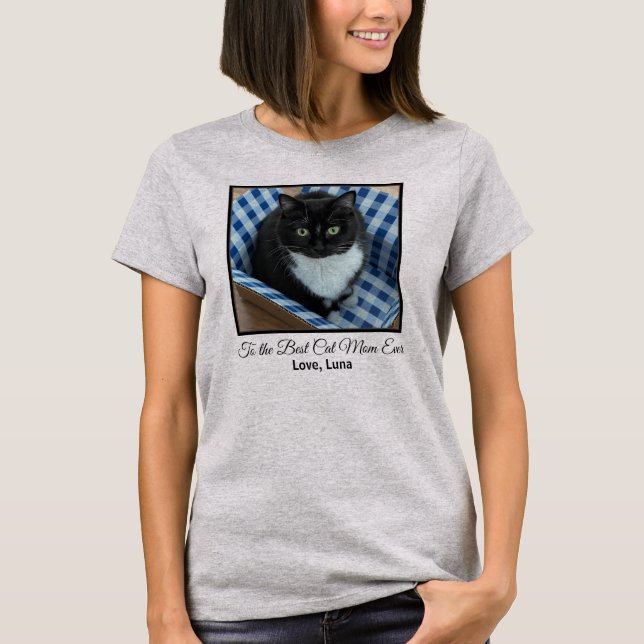 T-shirt Meilleur chat Maman toujours Photo personnalisée e (Devant)