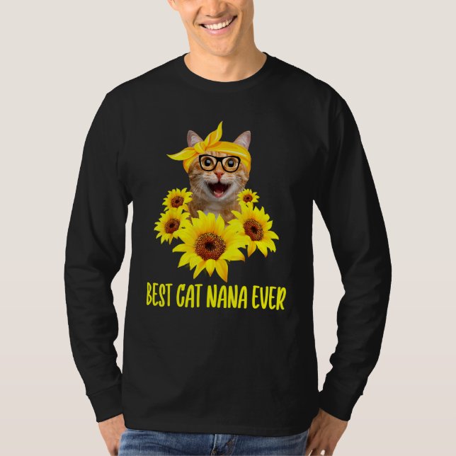 T-shirt Meilleur Chat Nana Ever Grandma Sunflower Kitten (Devant)