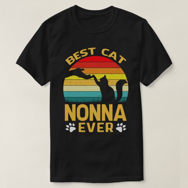 T-shirt Meilleur Chat NONNA Jamais Rétro Vintage (Design devant)