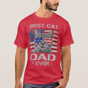 T-shirt Meilleur Chat Papa Jamais Drapeau Américain Patrio