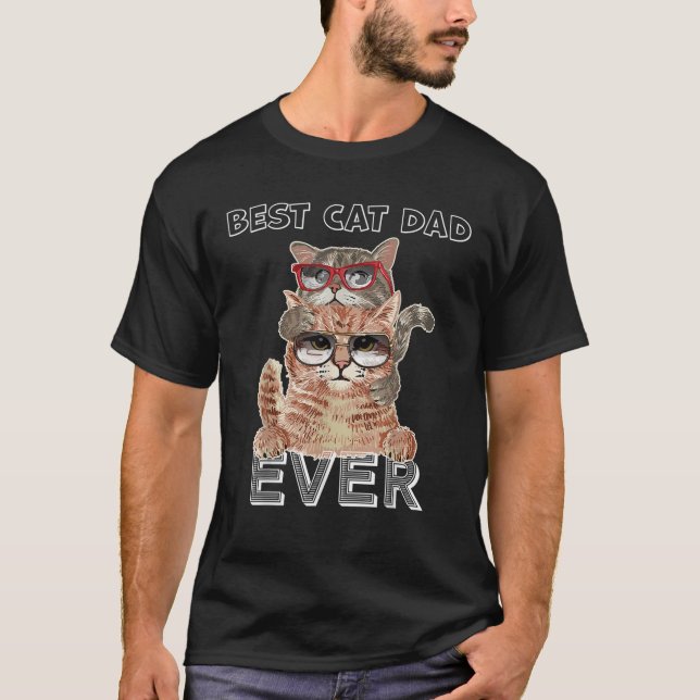 T-shirt Meilleur Chat Papa Jamais Lunettes de soleil Papa  (Devant)