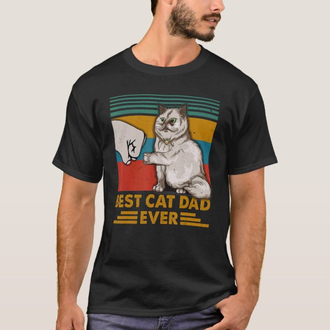 T-shirt Meilleur Chat Papa Jamais Paw Poing Pump Chat Papa (Devant)