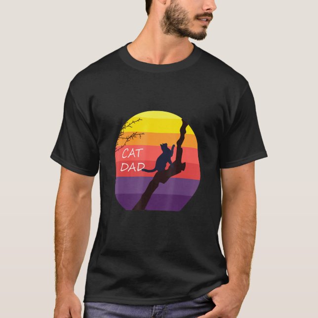 T-shirt Meilleur Chat Papa Men Kitty Daddy Coucher de sole (Devant)