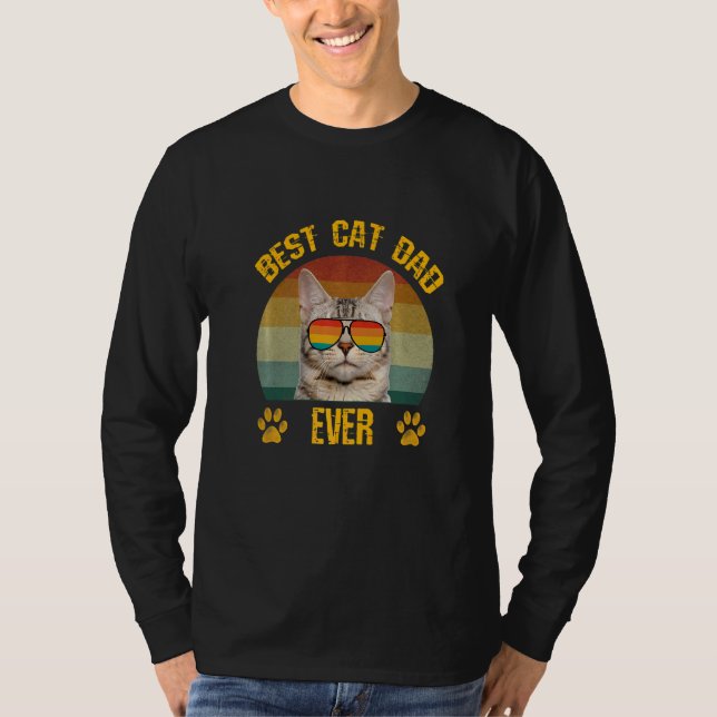 T-shirt Meilleur Chat Papa Papa Chat Avec Lunettes De Sole (Devant)