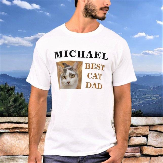 T-shirt Meilleur Chat Papa Photo Personnalisée Nom Personn (Créateur téléchargé)
