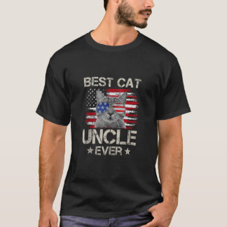T-shirt Meilleur Chat Uncle Ever USA Drapeau American Papa