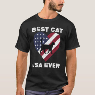 T-shirt Meilleur Chat Usa Ever Drapeau Américain Patriotiq