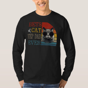 T-shirt Meilleur Chat Vintage Étape Papa Jamais Chat Étape