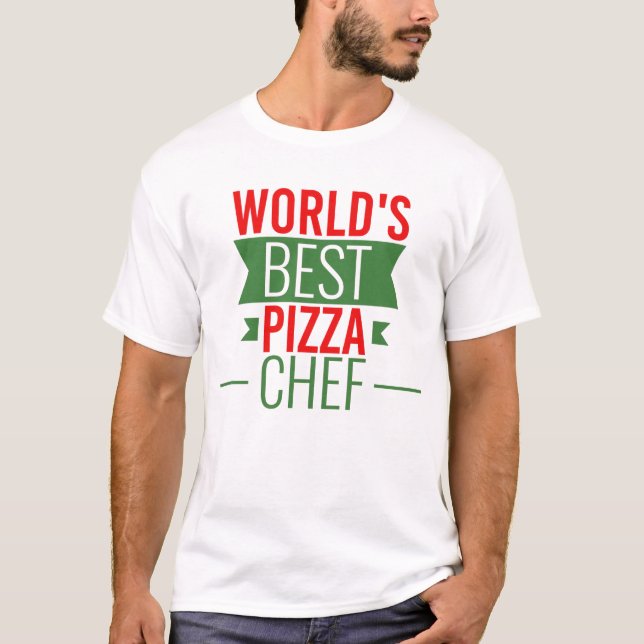 T-shirt Meilleur chef    de pizza du monde : vert blanc ro (Devant)