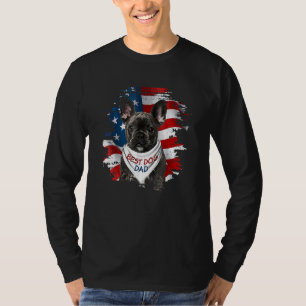 T-shirt Meilleur Chien à Chien Français Papa mignon Drapea