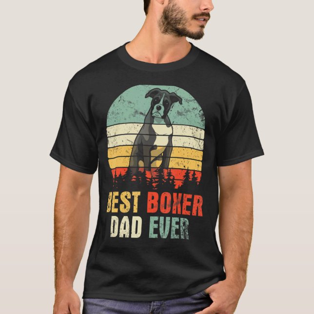 T-shirt Meilleur Chien Boxer Papa Joyeux Jour Père Papa Fi (Devant)