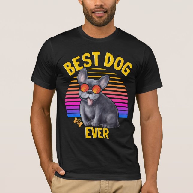 T-shirt Meilleur Chien-chien français jamais rétro (Devant)
