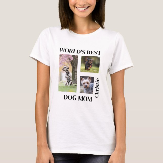 T-shirt Meilleur chien du monde Maman Nom personnalisé Cad (Devant)