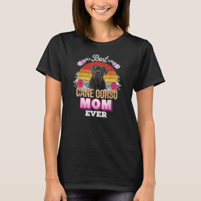 T-shirt Meilleur Chien Maman Jamais Canne Corso Floral Ret (Devant)